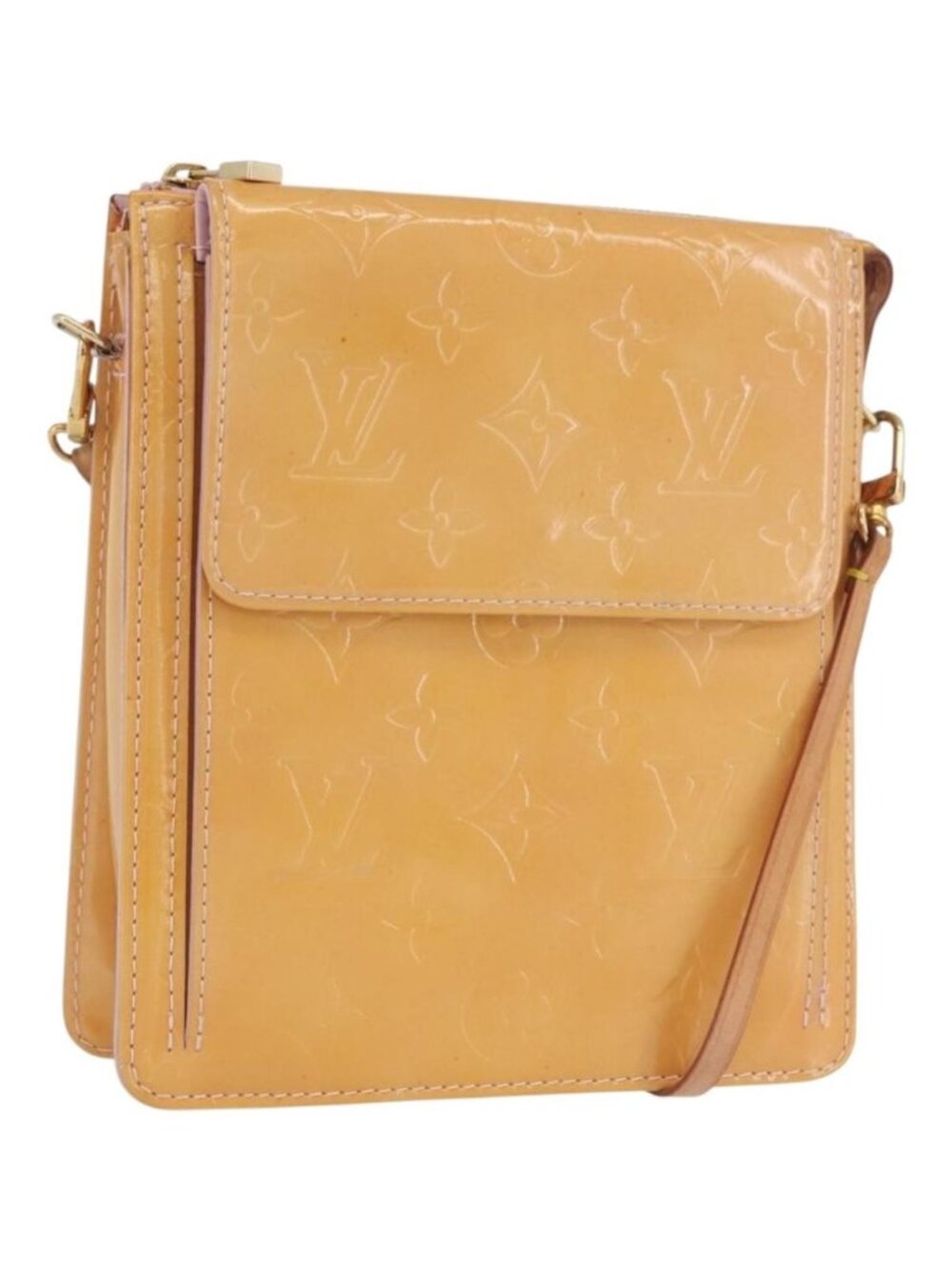 LOUIS VUITTON Monogram Vernis Motto Pouch Rose Florentin M91034
